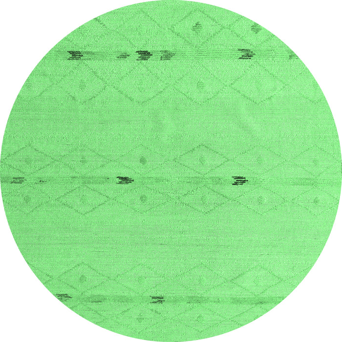 Round Machine Washable Solid Emerald Green Modern Area Rugs, wshabs5365emgrn