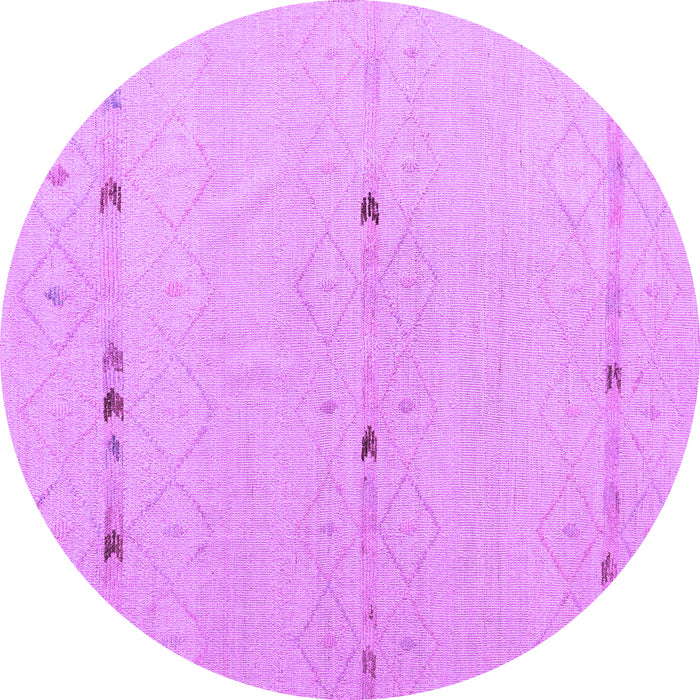 Round Machine Washable Solid Purple Modern Area Rugs, wshabs5365pur