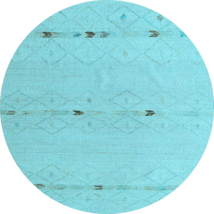 Round Machine Washable Solid Light Blue Modern Rug, wshabs5365lblu
