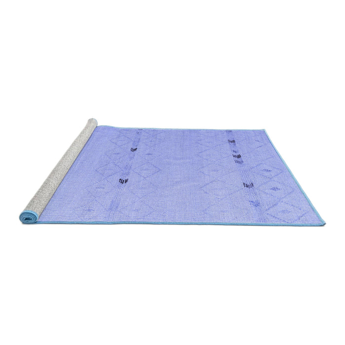 Sideview of Machine Washable Solid Blue Modern Rug, wshabs5365blu