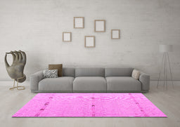 Machine Washable Solid Pink Modern Rug in a Living Room, wshabs5365pnk