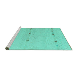 Sideview of Machine Washable Solid Turquoise Modern Area Rugs, wshabs5365turq