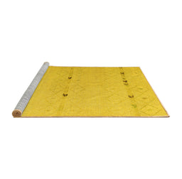 Sideview of Machine Washable Solid Yellow Modern Rug, wshabs5365yw