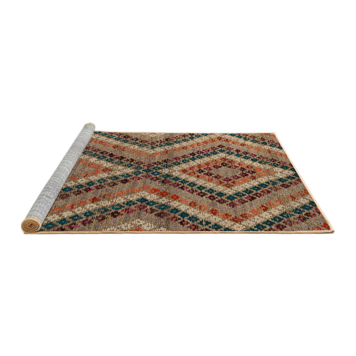 Sideview of Machine Washable Abstract Orange Brown Rug, wshabs5366