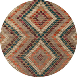 Round Abstract Orange Brown Modern Rug, abs5366