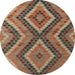 Round Abstract Orange Brown Modern Rug, abs5366