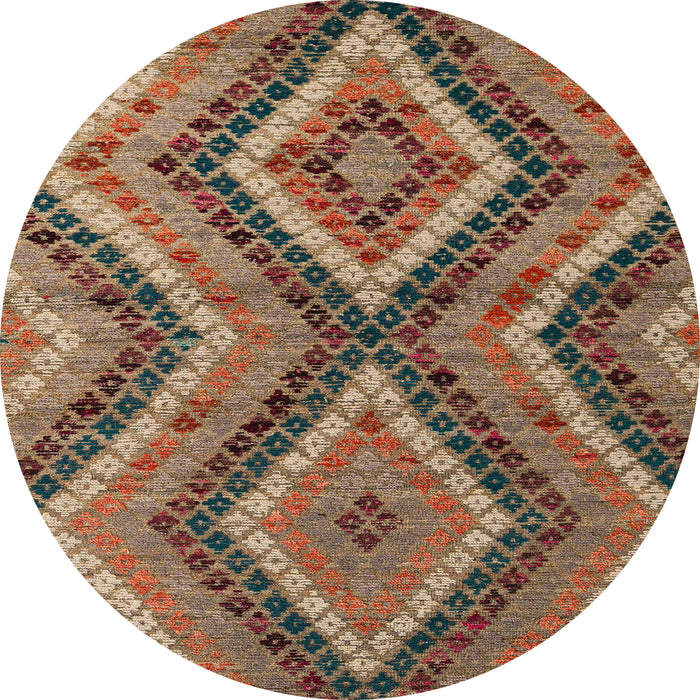 Round Machine Washable Abstract Orange Brown Rug, wshabs5366