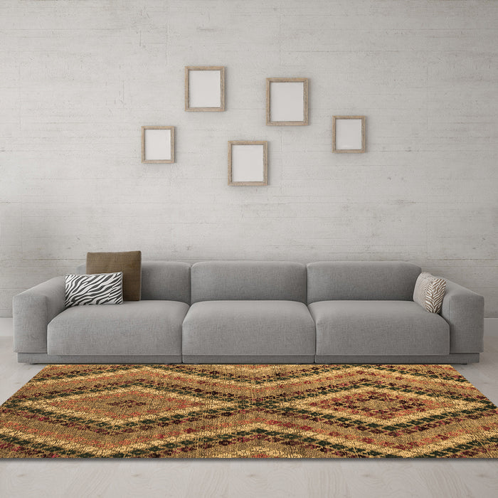Machine Washable Abstract Brown Modern Rug in a Living Room,, wshabs5366brn