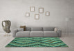 Machine Washable Abstract Turquoise Modern Area Rugs in a Living Room,, wshabs5366turq