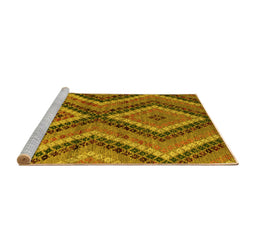 Sideview of Machine Washable Abstract Yellow Modern Rug, wshabs5366yw