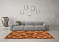 Machine Washable Abstract Orange Modern Rug, wshabs5366org