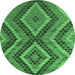 Round Abstract Emerald Green Modern Rug, abs5366emgrn