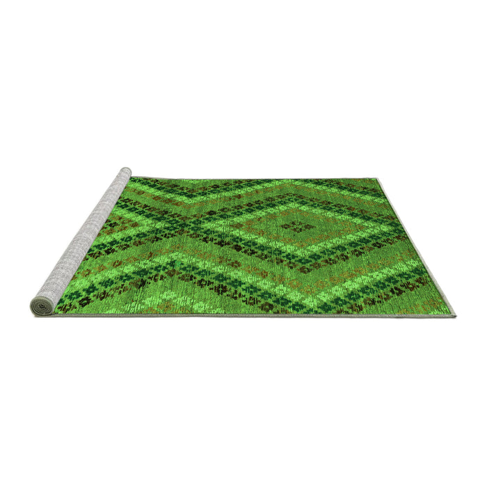 Sideview of Machine Washable Abstract Green Modern Area Rugs, wshabs5366grn