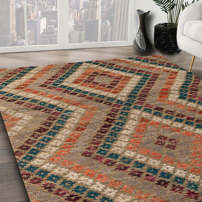 Abstract Orange Brown Modern Rug in Family Room, abs5366