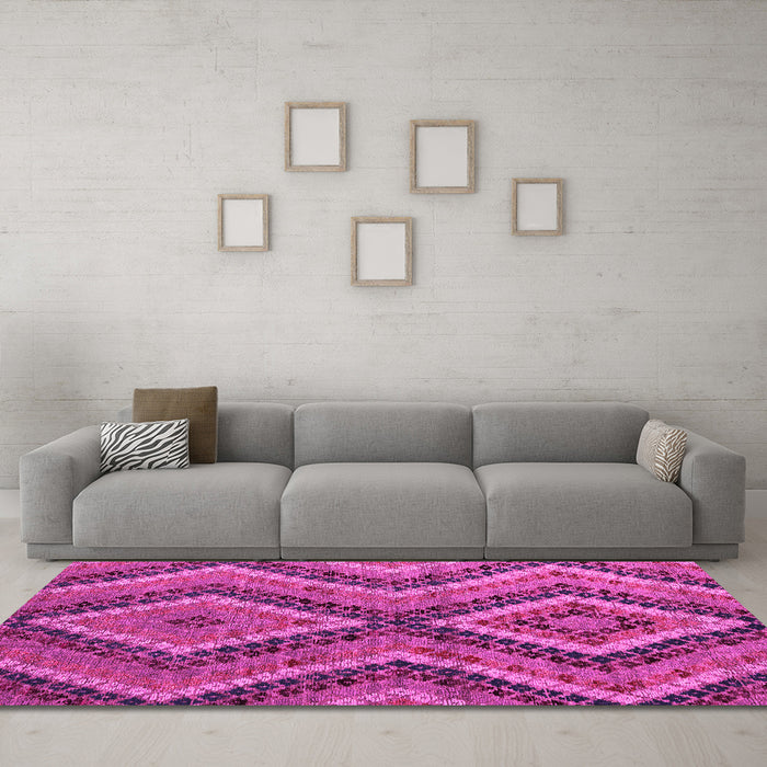 Machine Washable Abstract Pink Modern Rug in a Living Room, wshabs5366pnk