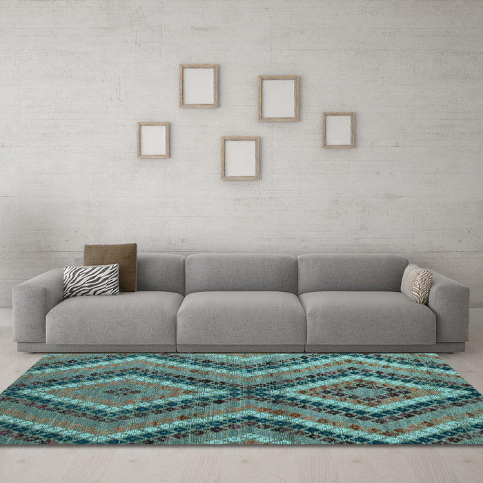 Machine Washable Abstract Light Blue Modern Rug in a Living Room, wshabs5366lblu