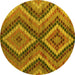 Round Abstract Yellow Modern Rug, abs5366yw