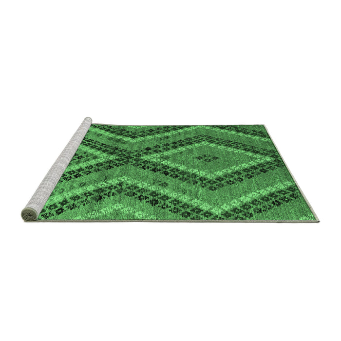 Sideview of Machine Washable Abstract Emerald Green Modern Area Rugs, wshabs5366emgrn