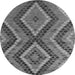 Round Machine Washable Abstract Gray Modern Rug, wshabs5366gry