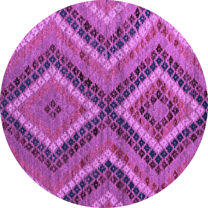 Round Machine Washable Abstract Purple Modern Area Rugs, wshabs5366pur