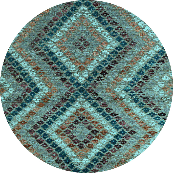 Round Abstract Light Blue Modern Rug, abs5366lblu