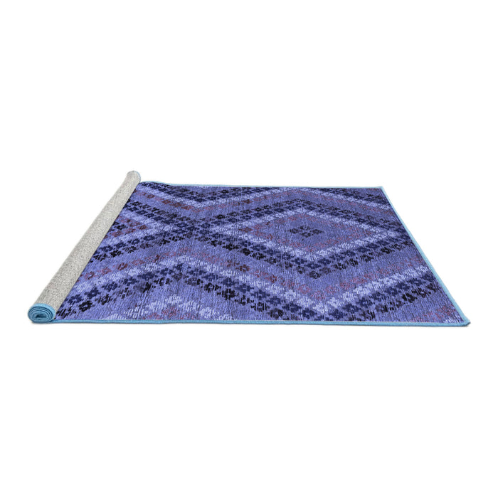 Sideview of Machine Washable Abstract Blue Modern Rug, wshabs5366blu