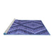 Sideview of Machine Washable Abstract Blue Modern Rug, wshabs5366blu