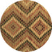 Round Machine Washable Abstract Brown Modern Rug, wshabs5366brn