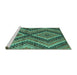 Sideview of Machine Washable Abstract Turquoise Modern Area Rugs, wshabs5366turq