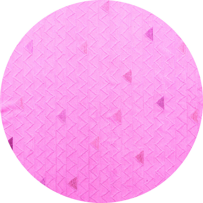 Round Machine Washable Solid Pink Modern Rug, wshabs5367pnk
