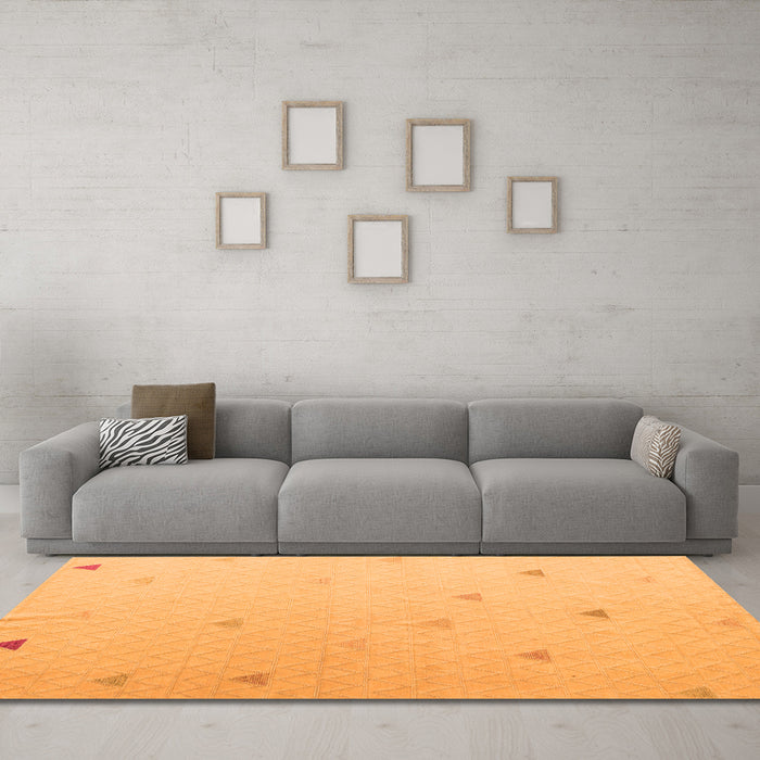 Machine Washable Solid Orange Modern Area Rugs in a Living Room, wshabs5367org