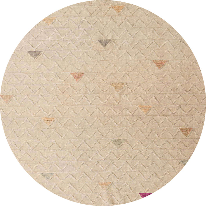 Round Machine Washable Abstract Brown Sugar Brown Rug, wshabs5367
