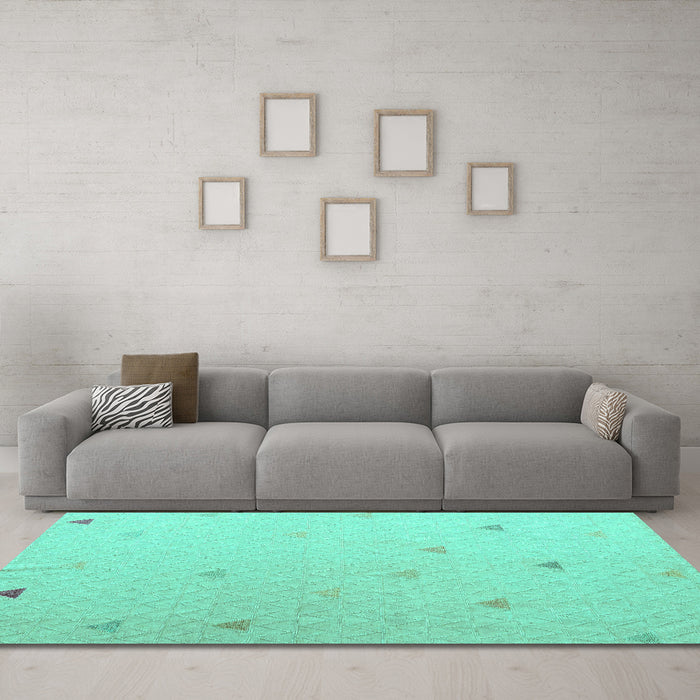 Machine Washable Solid Turquoise Modern Area Rugs in a Living Room,, wshabs5367turq