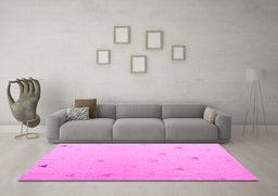 Machine Washable Solid Pink Modern Rug in a Living Room, wshabs5367pnk