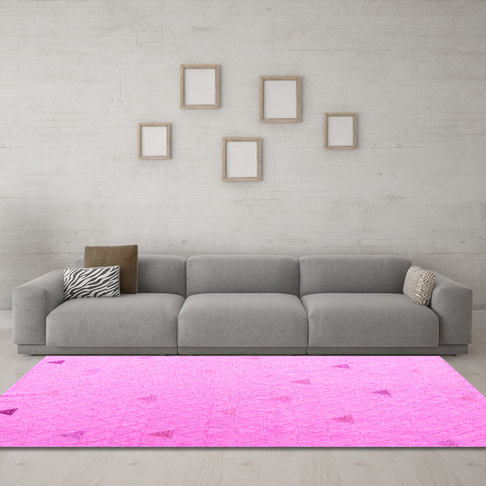 Machine Washable Solid Pink Modern Rug in a Living Room, wshabs5367pnk