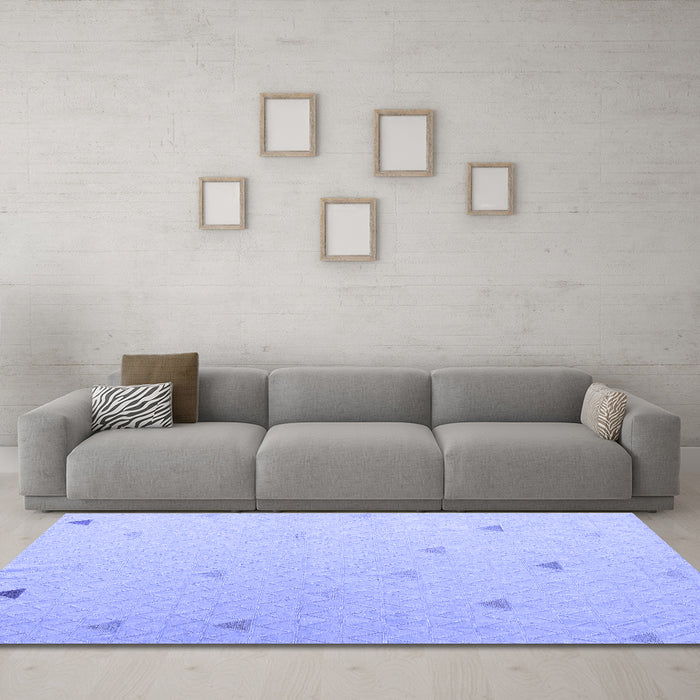Machine Washable Solid Blue Modern Rug in a Living Room, wshabs5367blu