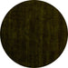 Round Abstract Yellow Modern Rug, abs5368yw