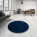 Round Machine Washable Abstract Night Blue Rug in a Office, wshabs5368