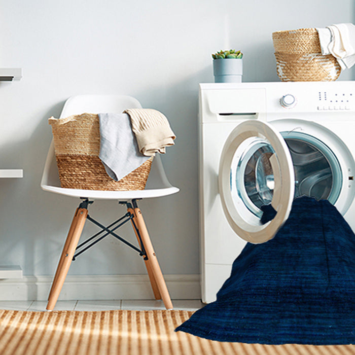 Machine Washable Abstract Night Blue Rug in a Washing Machine, wshabs5368