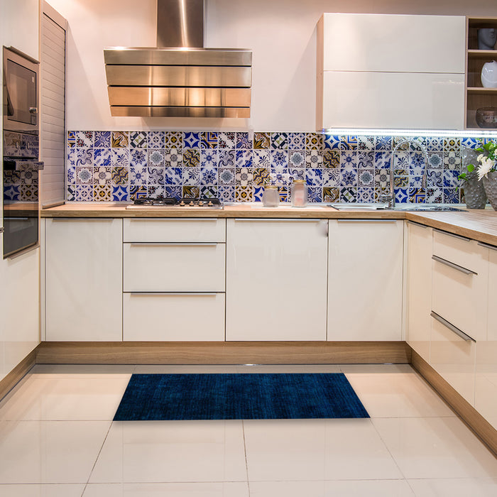 Abstract Blue Modern Rug in a Kitchen, abs5368