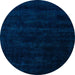 Round Machine Washable Abstract Night Blue Rug, wshabs5368