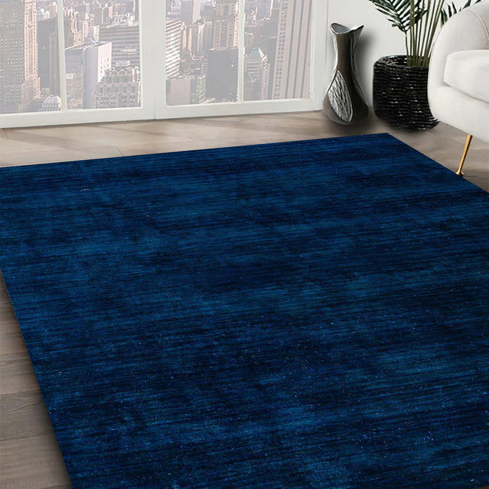 Abstract Blue Modern Rug in Family Room, abs5368