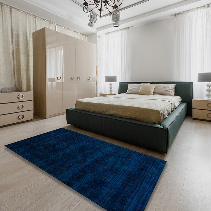 Machine Washable Abstract Night Blue Rug in a Bedroom, wshabs5368