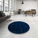 Round Abstract Blue Modern Rug in a Office, abs5368