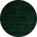 Round Machine Washable Abstract Green Modern Area Rugs, wshabs5368grn