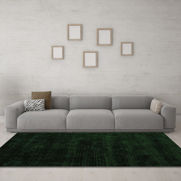 Machine Washable Abstract Emerald Green Modern Area Rugs in a Living Room,, wshabs5368emgrn