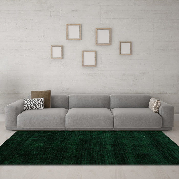Machine Washable Abstract Green Modern Area Rugs in a Living Room,, wshabs5368grn