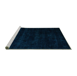 Sideview of Machine Washable Abstract Turquoise Modern Area Rugs, wshabs5368turq