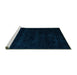 Sideview of Machine Washable Abstract Turquoise Modern Area Rugs, wshabs5368turq