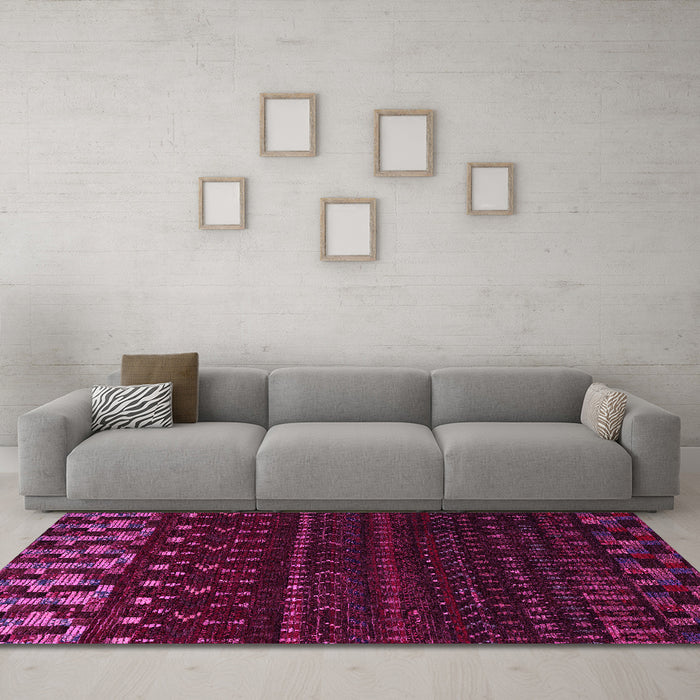 Machine Washable Abstract Pink Modern Rug in a Living Room, wshabs5369pnk